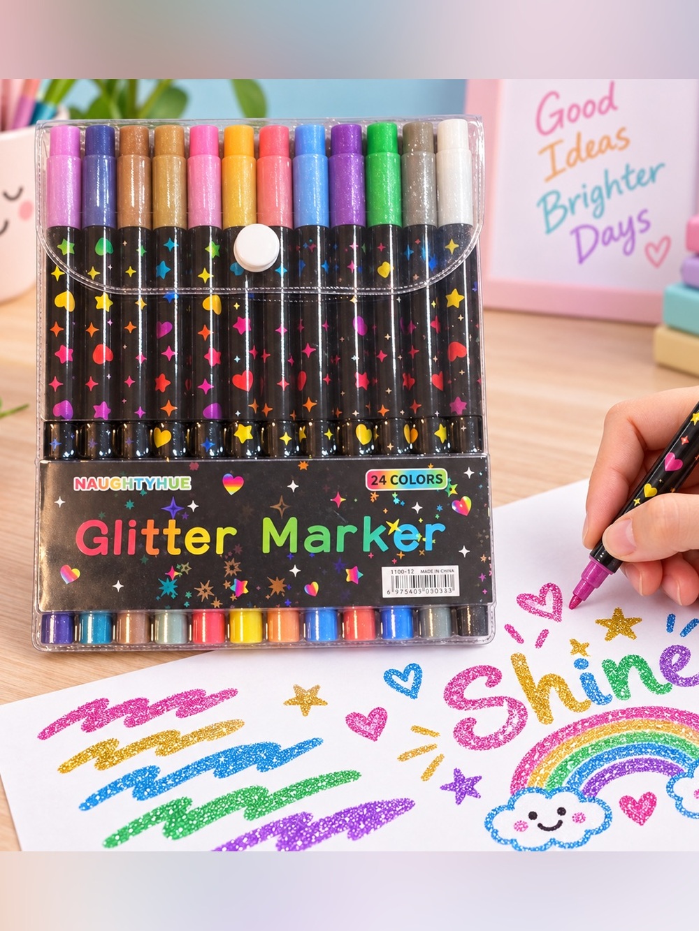 Glitter Marker Set - Multicolor Glitter Markers (24 Colors)